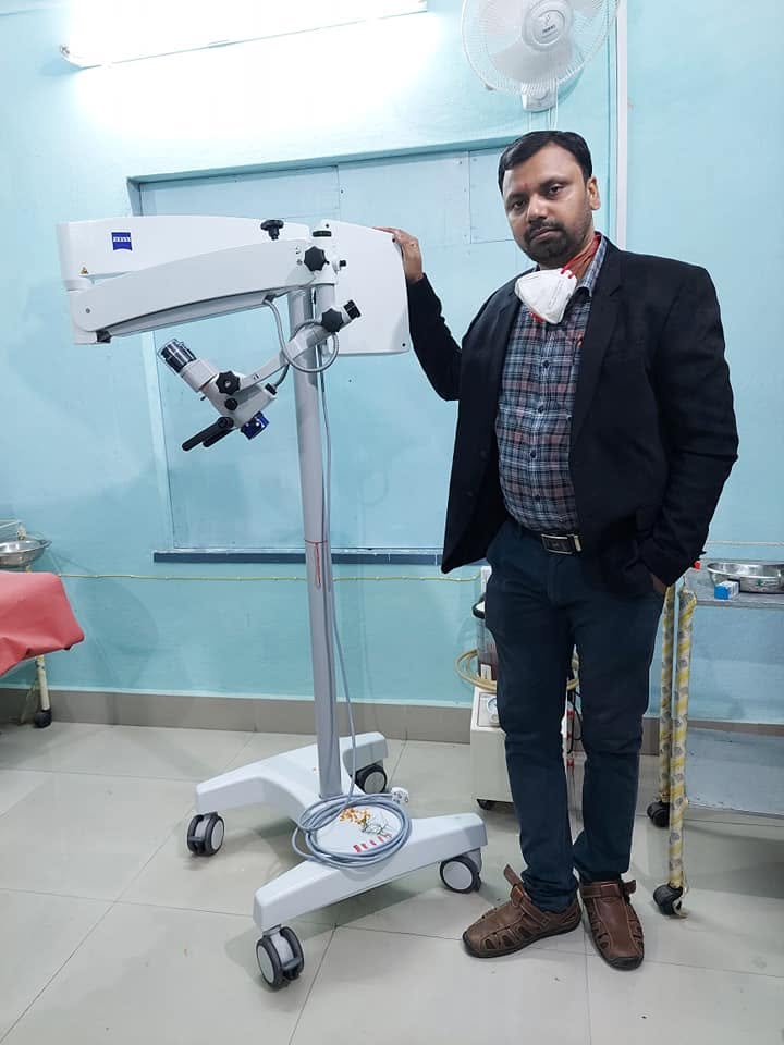 Dr. Sonu Kumar Singh beside ENT examination equipment